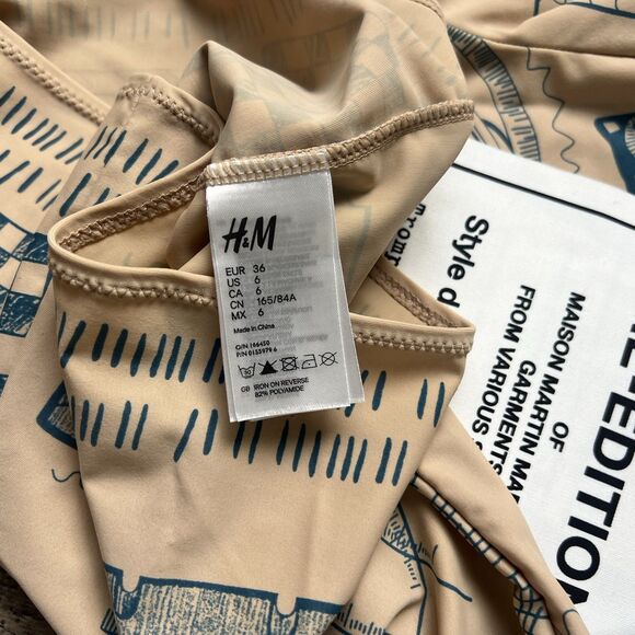 Maison Martin Margiela Paris x H&M Tattoo Print Long Sleeve Top Sz 6 NWT #105 - Picture 4 of 12